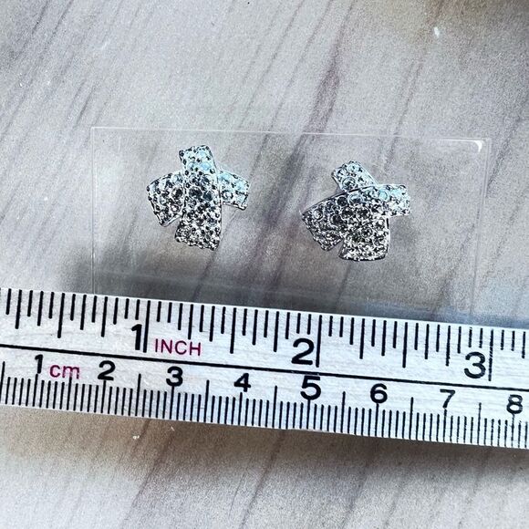 Swarovski Silver Tone X Stud Earrings Pave Crystals EUC - Picture 7 of 7
